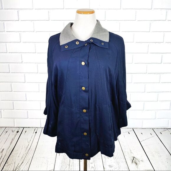 NWT All For Color Navy Britt Poncho Cape - Medium - Picture 3 of 8